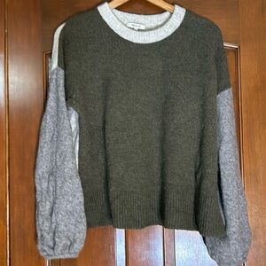 Madewell Green and Gray Color Blocked Sweater Size L